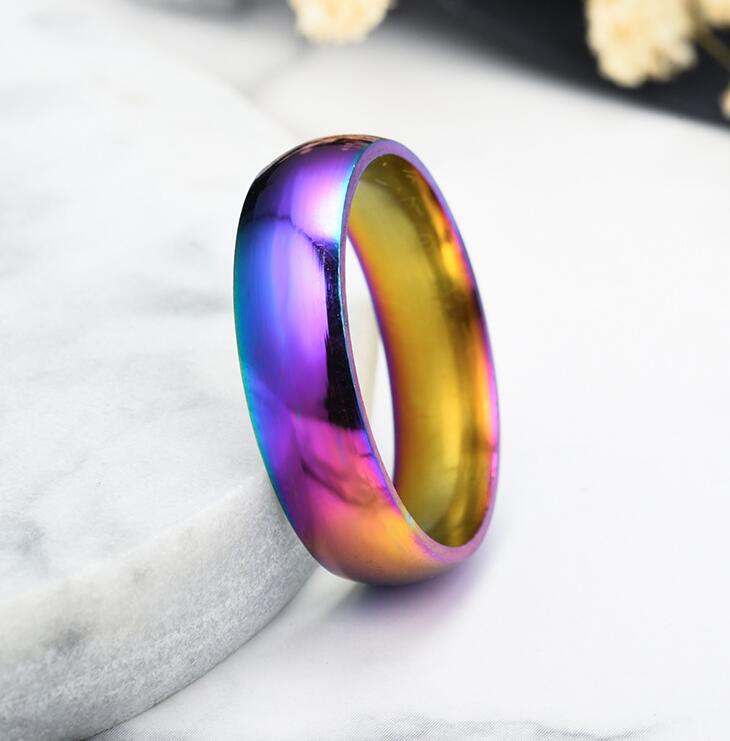 Unisex Ocean Rainbow Ring – Multicolour Statement Band Sizes 4–13