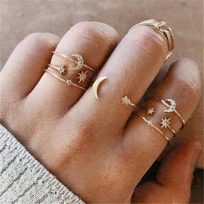 Women's Alloy Ring Set with Gemstone Inlay | 26 Designs | Stackable Rings