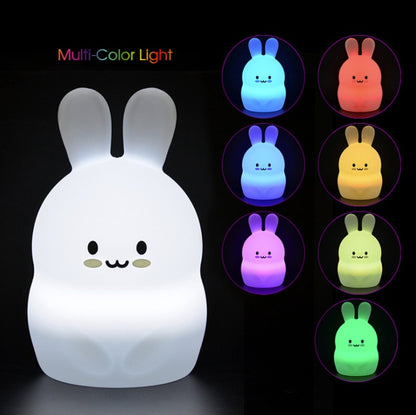 Cartoon Rabbit LED Night Light - Touch Sensor, 9 Colours