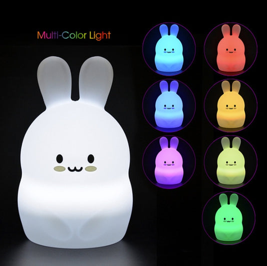 Cartoon Rabbit LED Night Light - Touch Sensor, 9 Colours