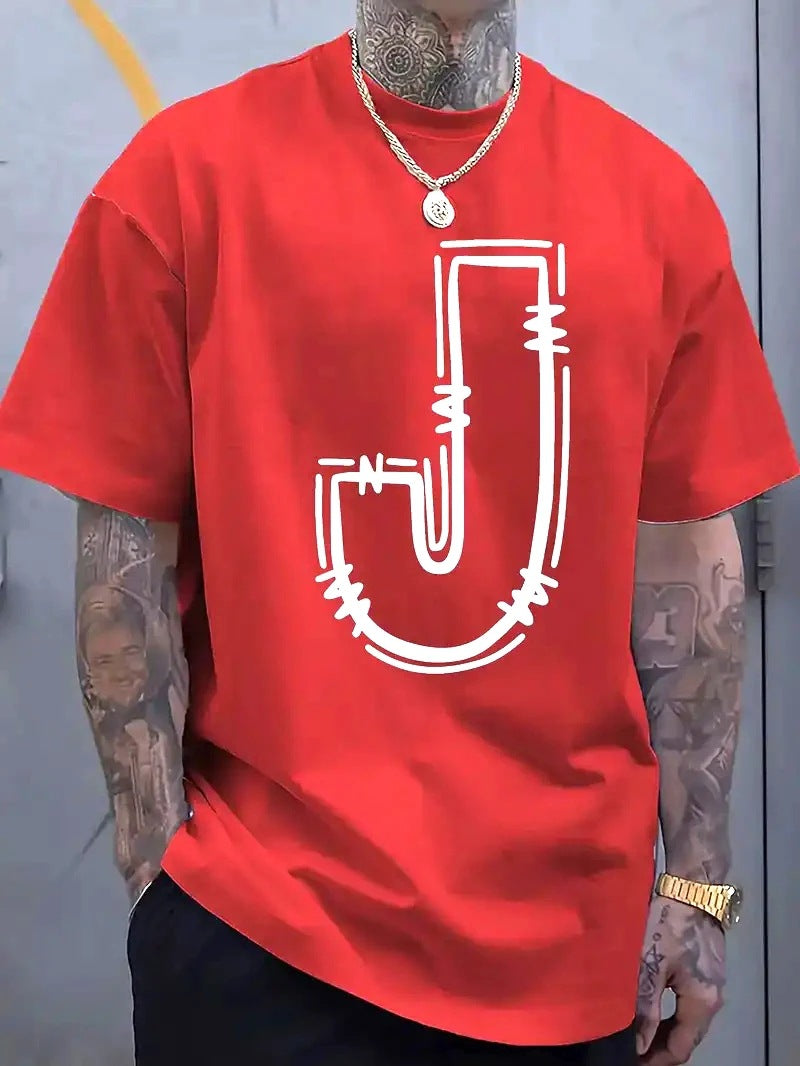 Men's Printed Crew-Neck T-Shirt - Short Sleeve Cotton Graphic Tee 5 Styles