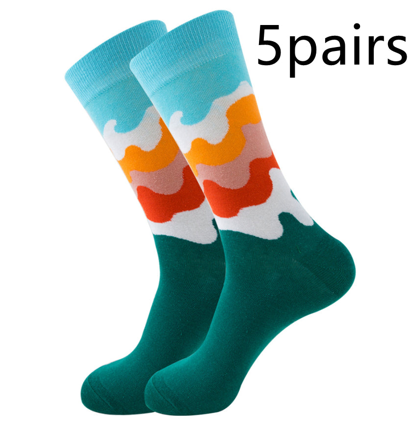 Unisex Striped Jacquard Cotton Socks EU 38-45 – 1, 5 & 10-Pair Packs