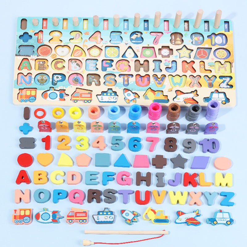 Montessori Wooden Math & Fishing Board Toy