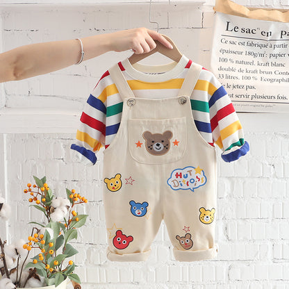 Boys' Plaid Shirt & Strap Trousers Set