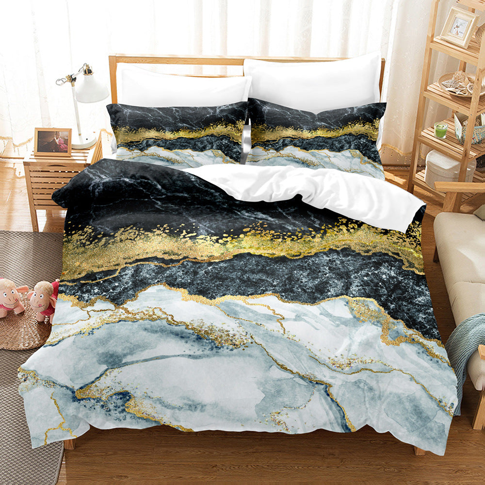 Marble Print Brushed Microfibre Duvet Cover Set | 12 Sizes