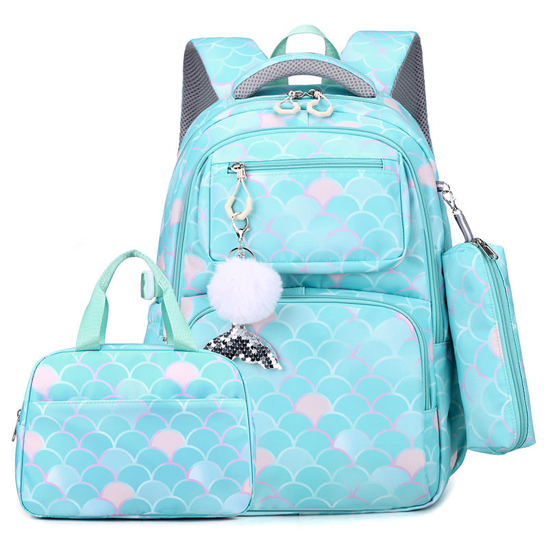 Girls' Mermaid Princess 3-Piece School Set – Backpack, Pencil Case & Handbag