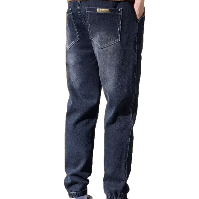 Men's Fleece-Lined Denim-Look Jogger Trousers | Warm M-5XL