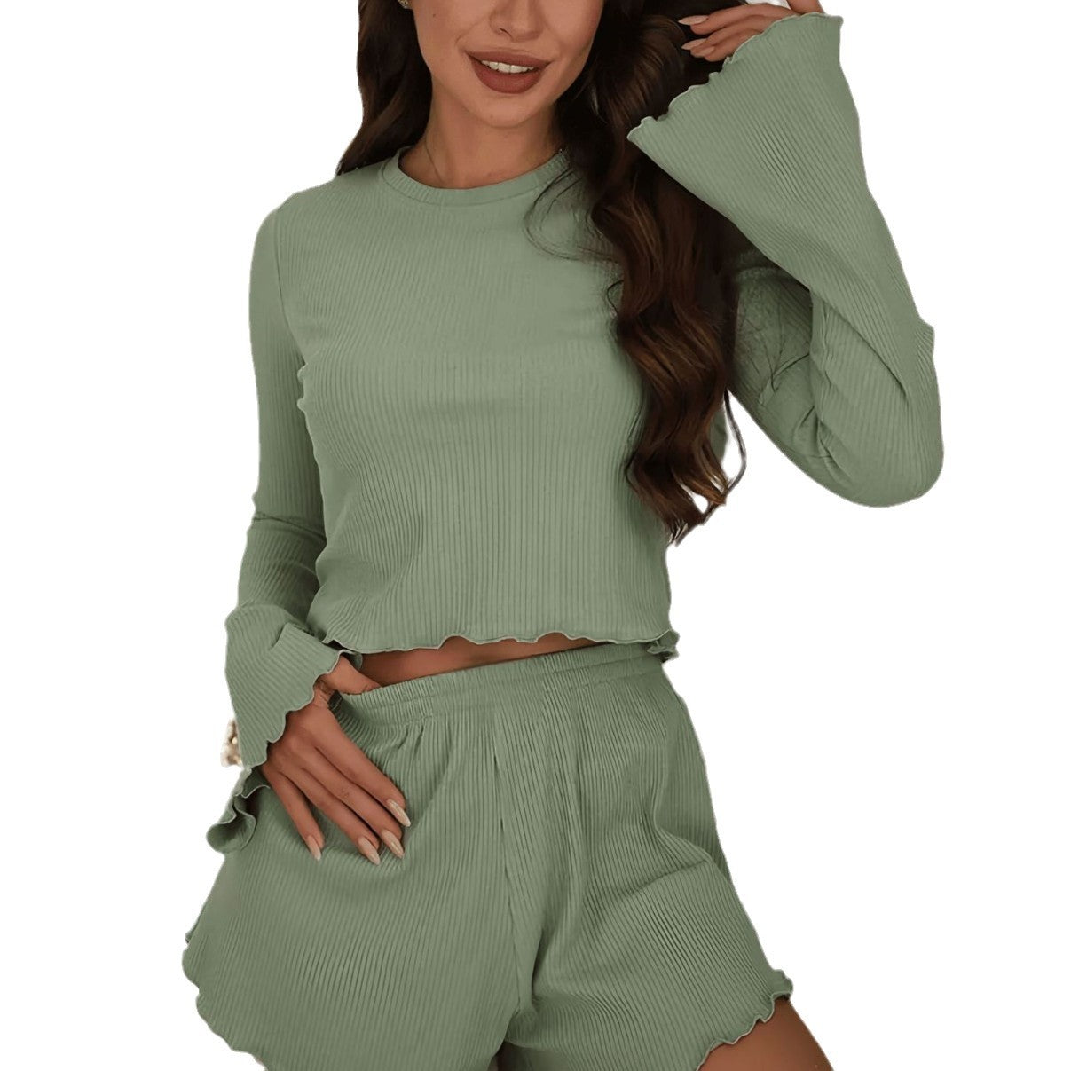 Women's Crew-Neck Loungewear Set | Top & Shorts | S–XL | 4 Colours
