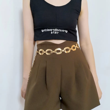 Women's Gold Waist Chain Belt – Hollow-Out Alloy Body Jewellery