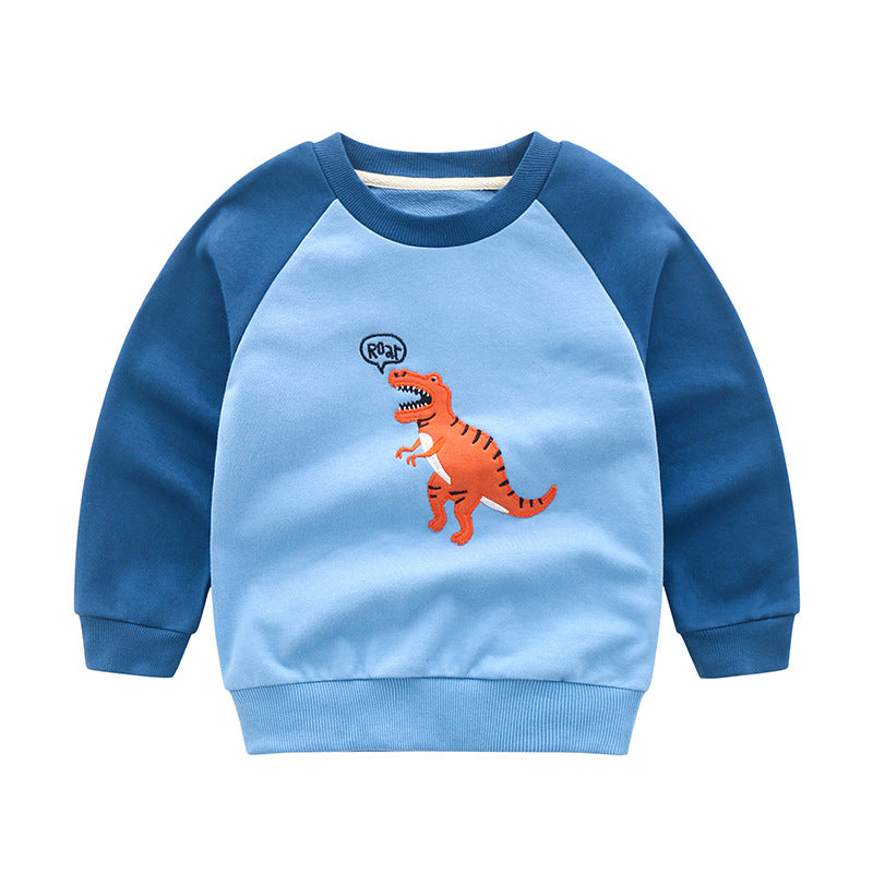 Children's Cartoon Print Cotton Long Sleeve Top | Boys Pullover Sweatshirt