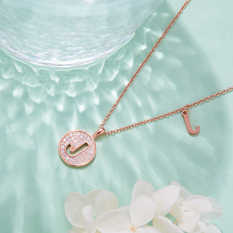 S925 Silver Moissanite Initial J Pendant Necklace