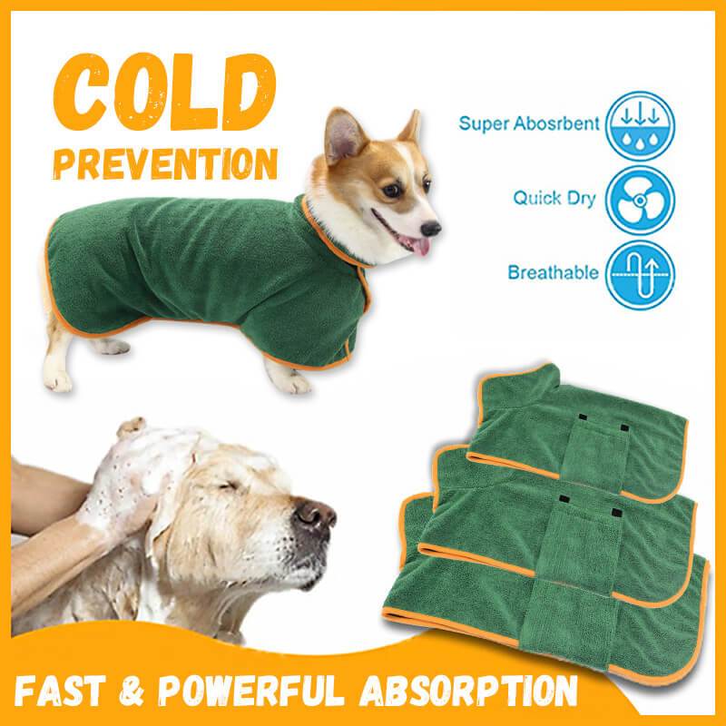 Microfibre Dog Bathrobe | Super Absorbent Quick-Dry Coat with Hook & Loop
