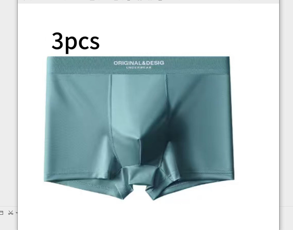Men's Satin Nylon Boxer Briefs – Breathable Mid-Waist 5 Colours