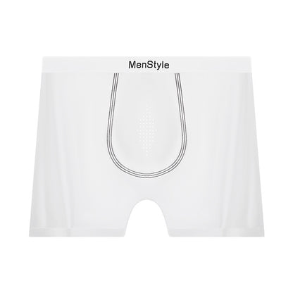 Men's Seamless Nylon Boxer Briefs – Breathable Ice Silk Mid-Waist