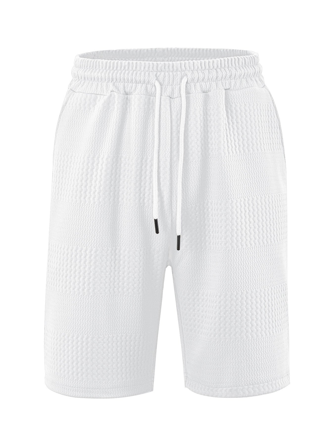 Men's Jacquard Stripe Casual Shorts | Polyester Loose Fit S-3XL