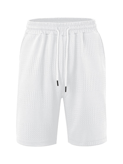 Men's Jacquard Stripe Casual Shorts | Polyester Loose Fit S-3XL