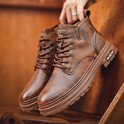 Men's Martin Boots | Chunky Sole Mid-Calf Lace-Up