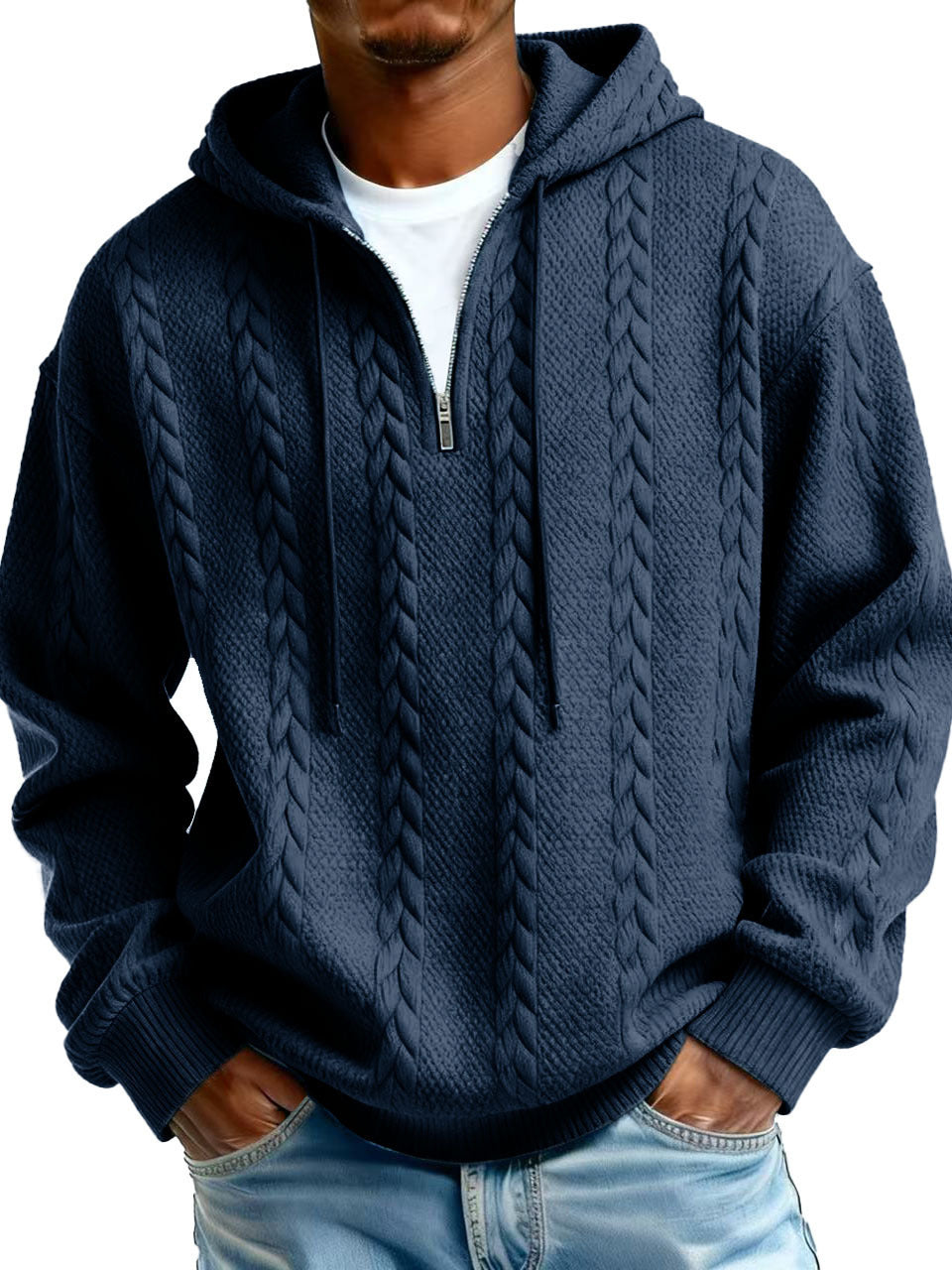 Men's Half-Zip Printed Hoodie – Loose Fit Pullover | 10 Styles | Sizes S–5XL