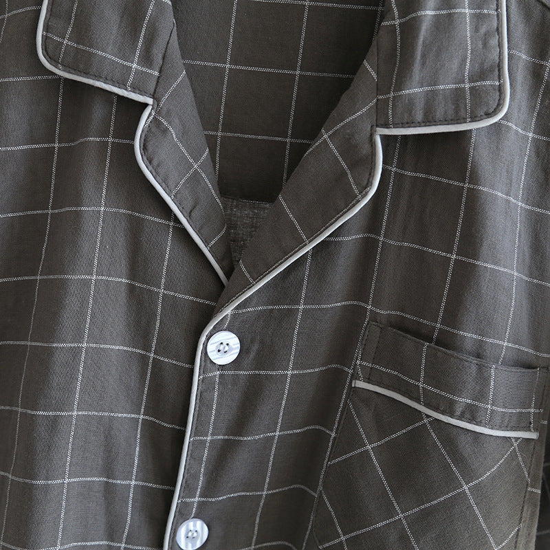 Men's Plaid Cotton Short Sleeve Pyjama Set | Summer Loungewear