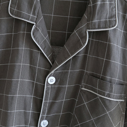 Men's Plaid Cotton Short Sleeve Pyjama Set | Summer Loungewear