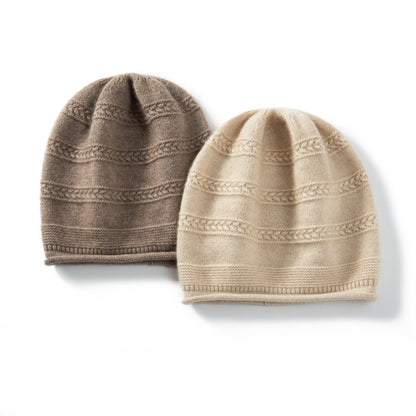 Women's Plaid Cashmere & Velvet Closed-Back Hat | Warm Winter Cap