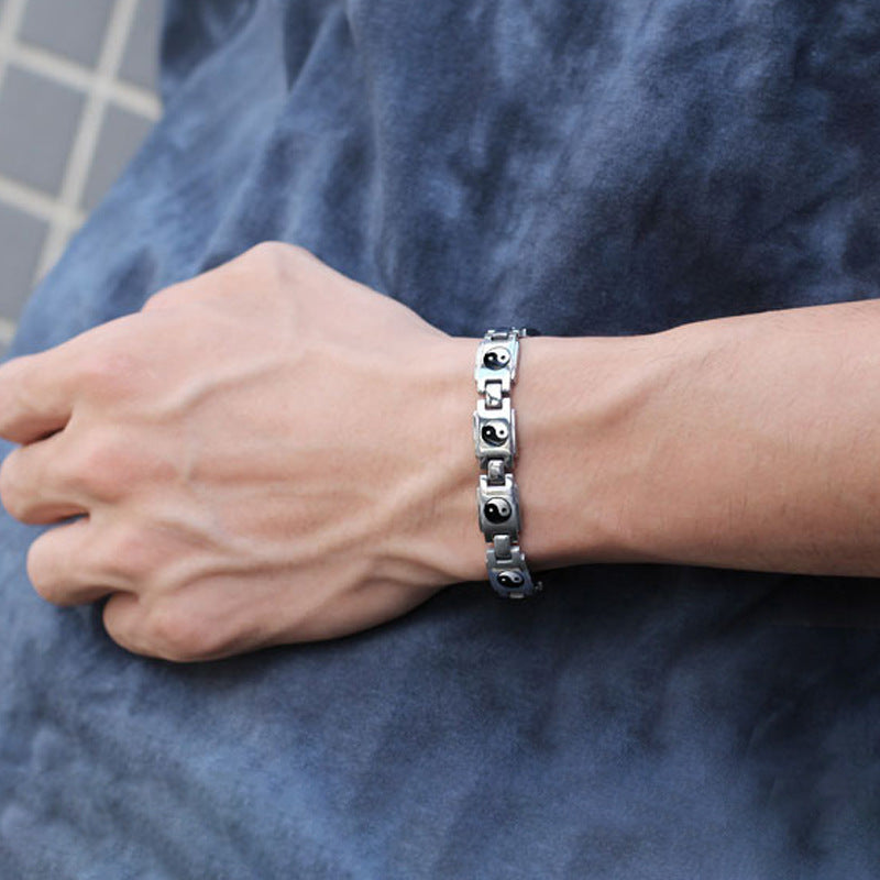Men's Titanium Steel Bracelet – Haematite Geometric Bangle
