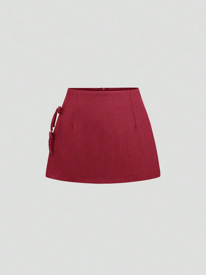 Women's Bow Detail Zip A-Line Mini Skirt
