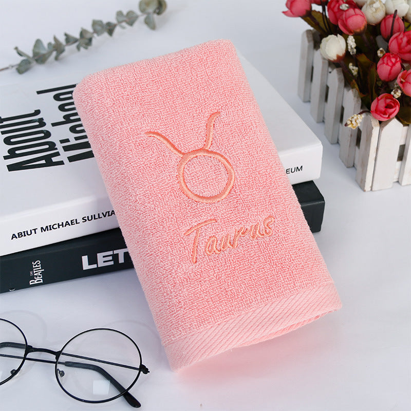 Zodiac Constellation Embroidered Cotton Towel | All 12 Star Signs | 2 Sizes