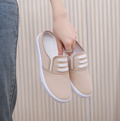 Women's Canvas Slip-On Flat Shoes – Full & Half Slipper Styles