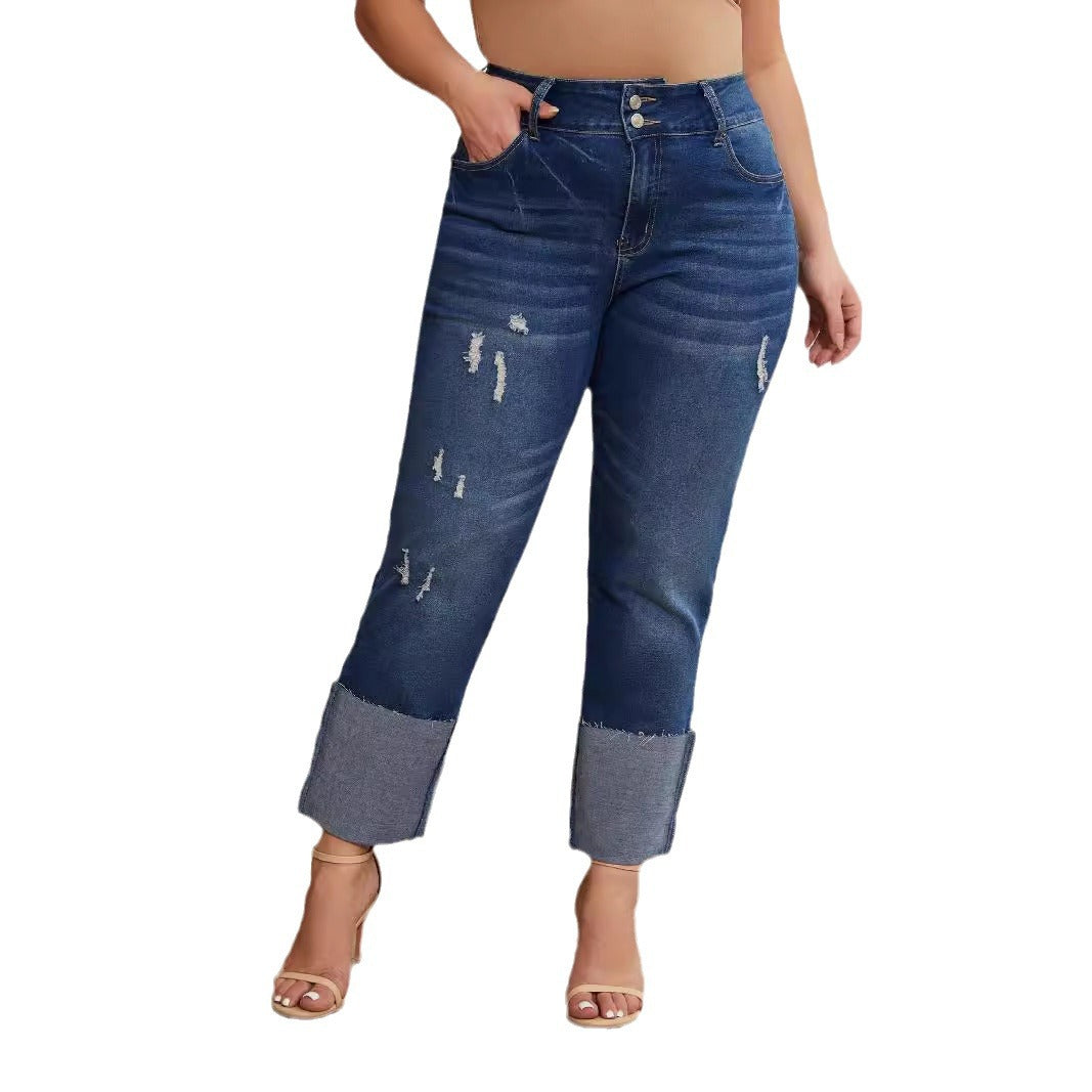 Women's Plus Size High Waist Stretch Straight Leg Jeans