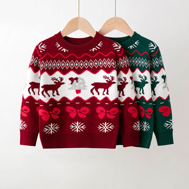 Kids Christmas Deer Knitted Pullover Sweater | Festive Jumper