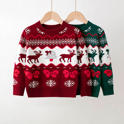 Kids Christmas Deer Knitted Pullover Sweater | Festive Jumper