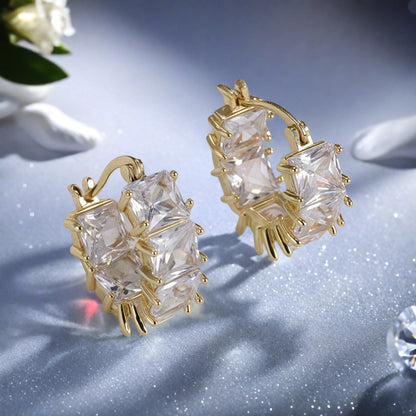 Crystal Zircon Ear Clips | Copper Electroplated Earrings for Women
