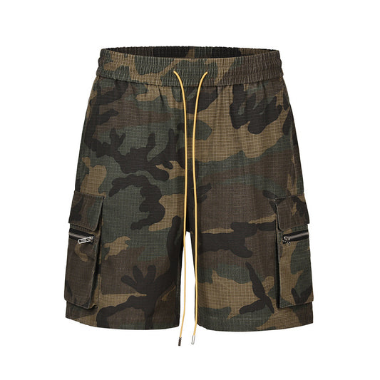 Men's Washed Camo Multi-Pocket Workwear Shorts