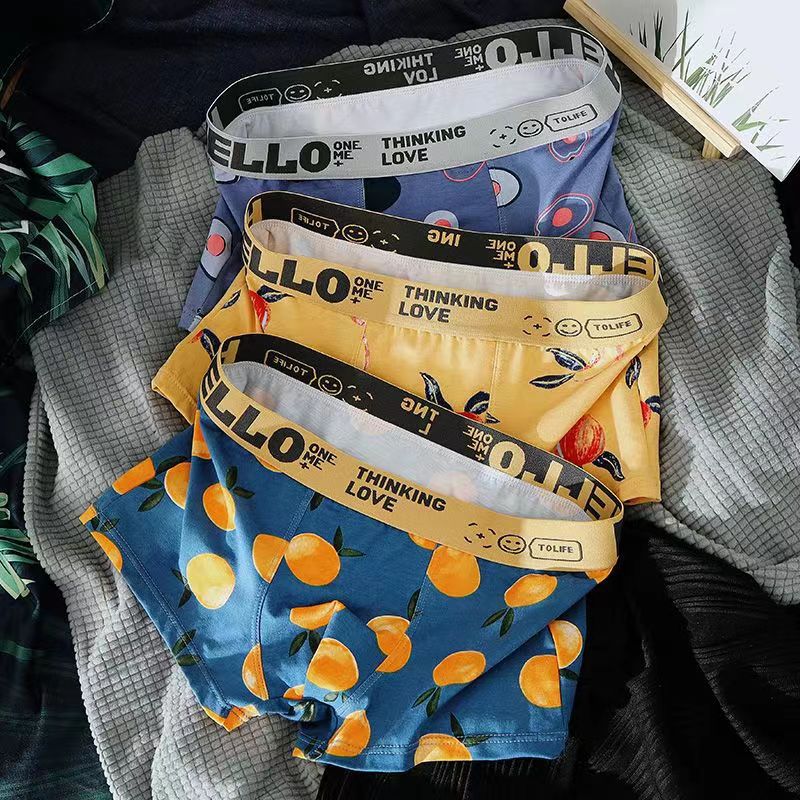 Men's Cotton Boxer Briefs Fruit Print Multi-Pack – 2, 3 or 4 Pairs