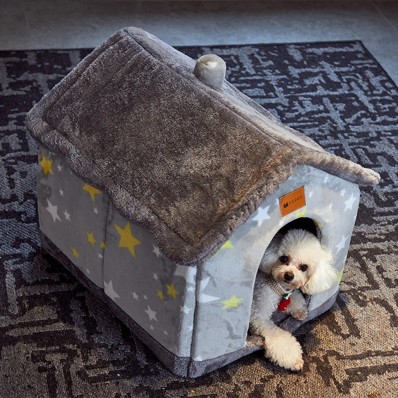 Foldable Enclosed Pet Cave Bed – Warm Kennel for Dogs & Cats | 13 Designs | S, M & L