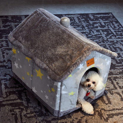 Foldable Enclosed Pet Cave Bed – Warm Kennel for Dogs & Cats | 13 Designs | S, M & L