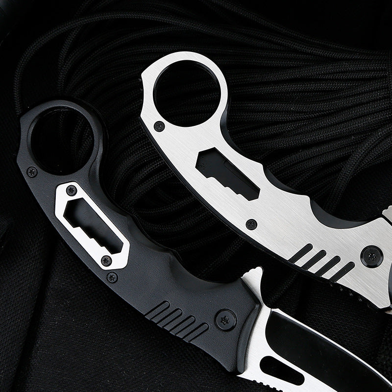 3Cr13 Steel Folding Pocket Knife – 56HRC Camping & Survival Knife Back Clip White & Black
