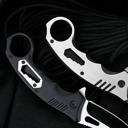 3Cr13 Steel Folding Pocket Knife – 56HRC Camping & Survival Knife Back Clip White & Black