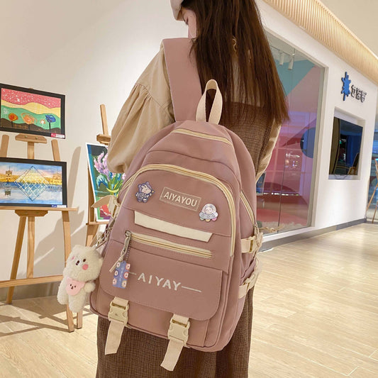 Urban Large Capacity Nylon Backpack – Letter Detail, 5 Colours