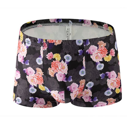 Men's Printed Milk Silk Boxer Briefs – 12 Designs Breathable Low-Waist