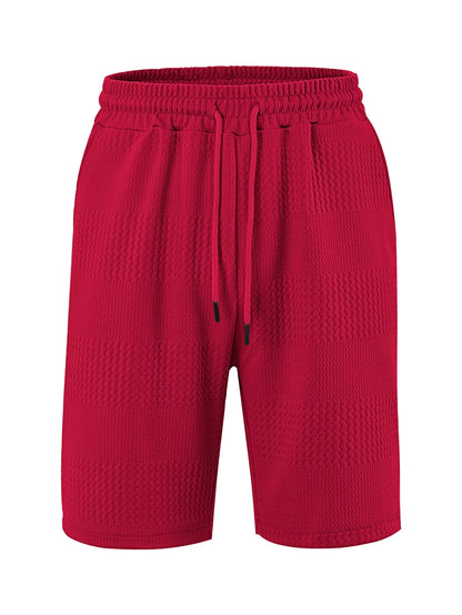 Men's Jacquard Stripe Casual Shorts | Polyester Loose Fit S-3XL