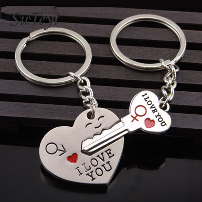 Magnetic Heart Lock & Key Couple Keychain | Romantic Gift | JP Collections