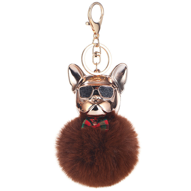 French Bulldog Pom-Pom Keychain | Fluffy Dog Bag Charm | JP Collections