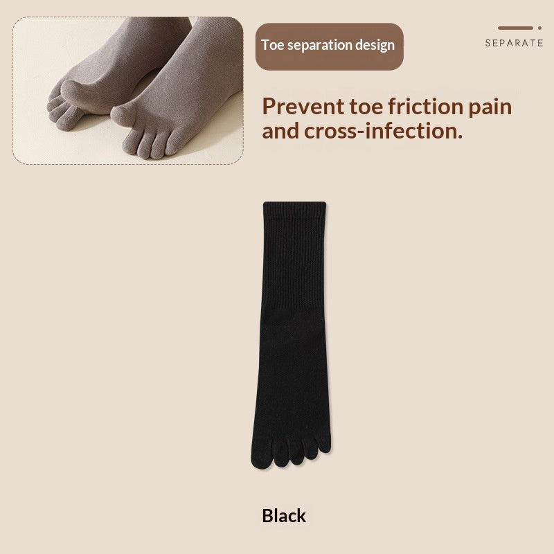 Men's Five-Toe Cotton Socks – Antibacterial Sweat-Absorbent Mid-Calf Toe Socks 7 Colours