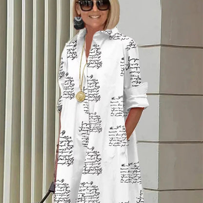 Women's Polo Collar Midi Shirt Dress | Relaxed Fit | S–5XL