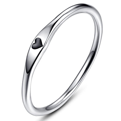925 Sterling Silver Heart Ring | Minimalist Heart Band Ring for Women