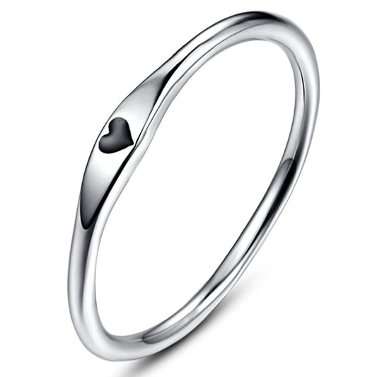 925 Sterling Silver Heart Ring | Minimalist Heart Band Ring for Women