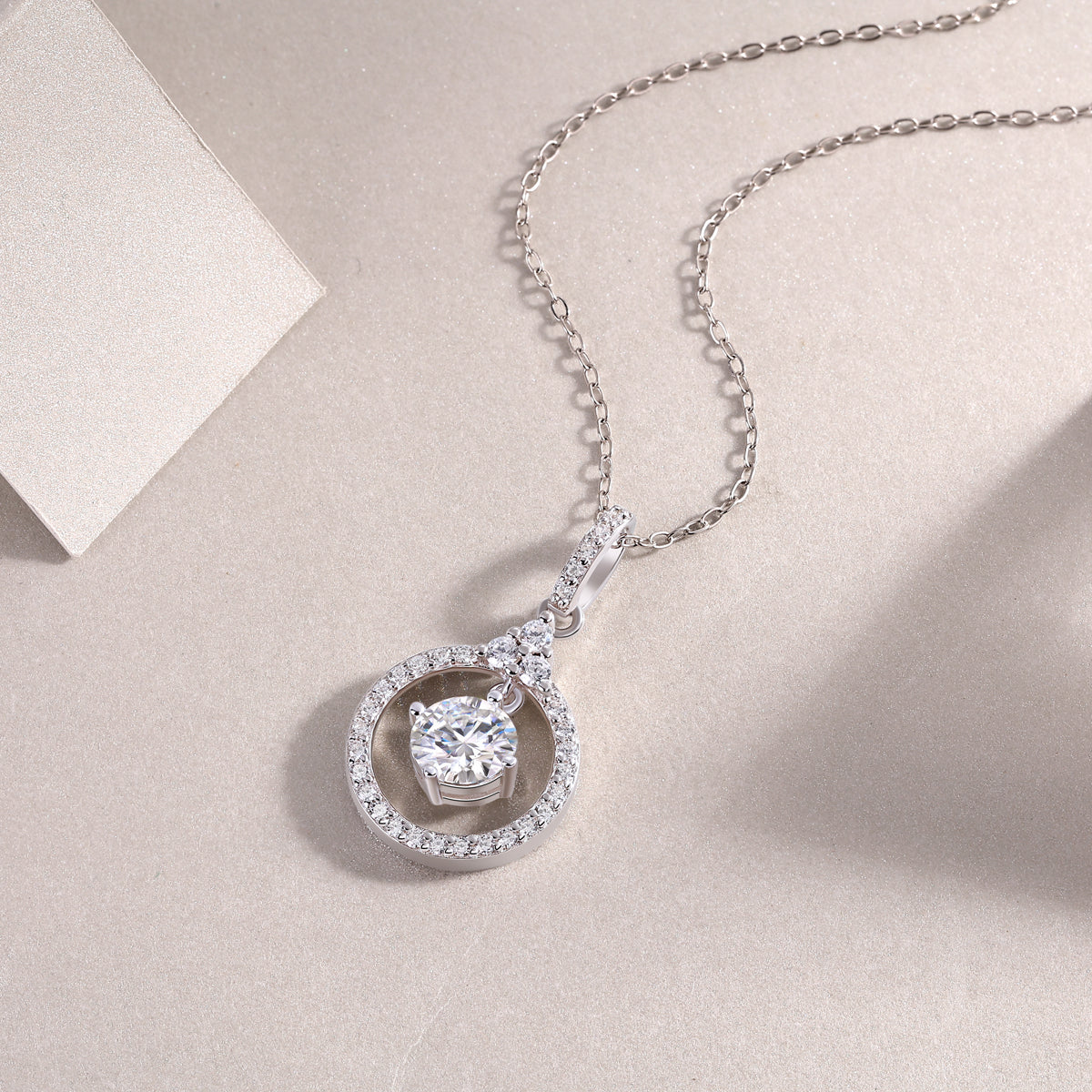 1 Carat Moissanite Platinum-Plated Pendant Necklace | 925 Sterling Silver | GRA Certified