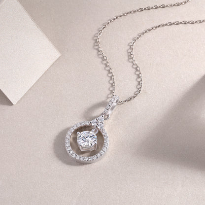 1 Carat Moissanite Platinum-Plated Pendant Necklace | 925 Sterling Silver | GRA Certified
